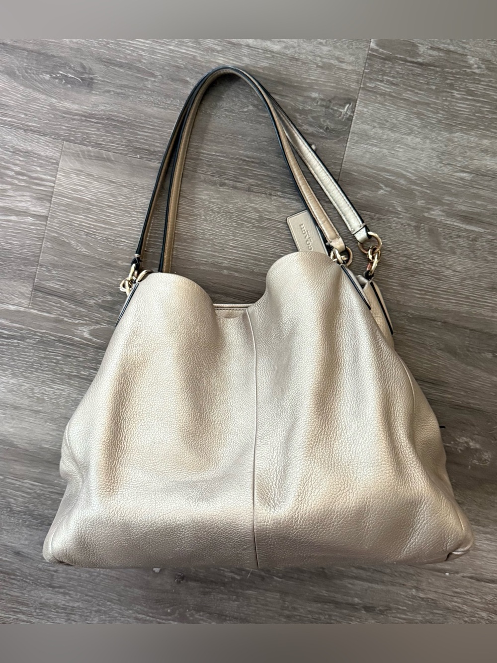 COACH Taupe Leather Shoulder Bag - Classic Women's Tote - Picture 2 of 7